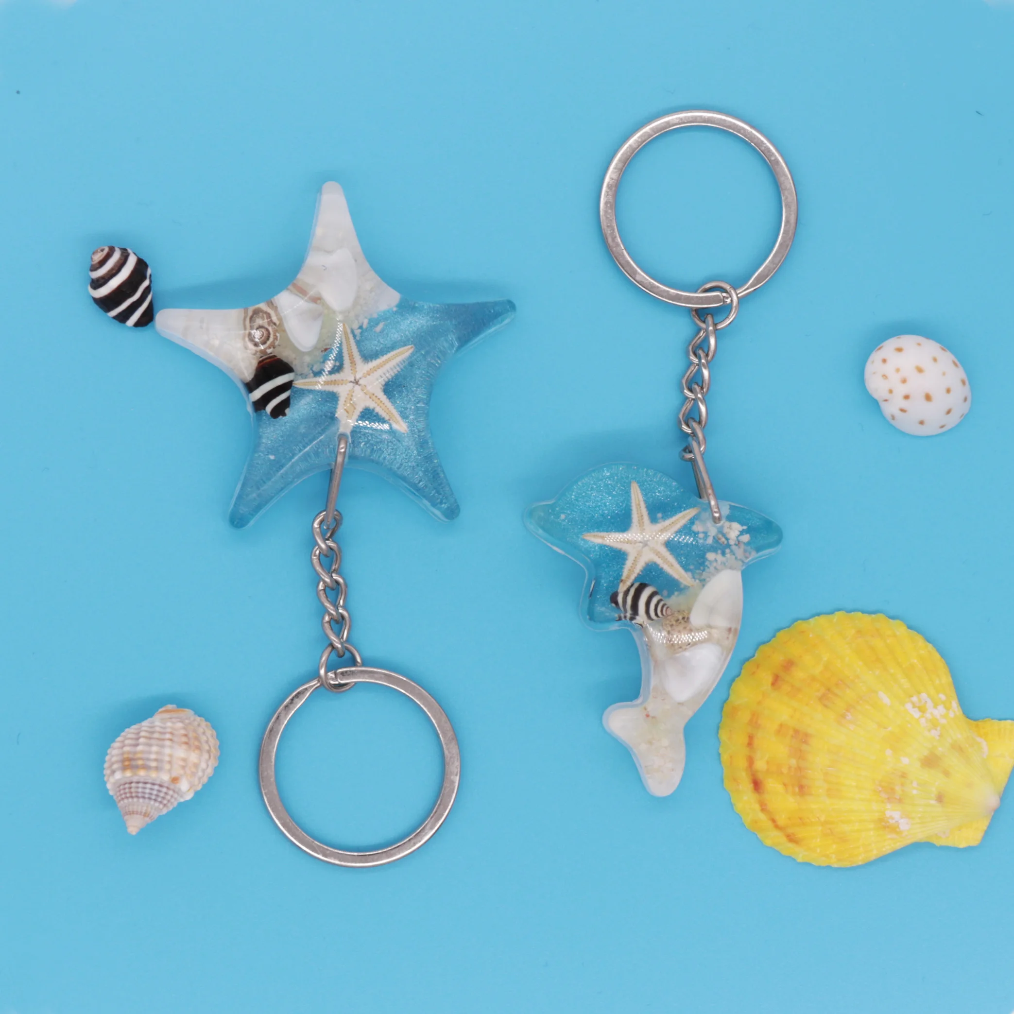 Ivr Cute Real Starfish Beach Keychains Star Shape With Sea Snail ...