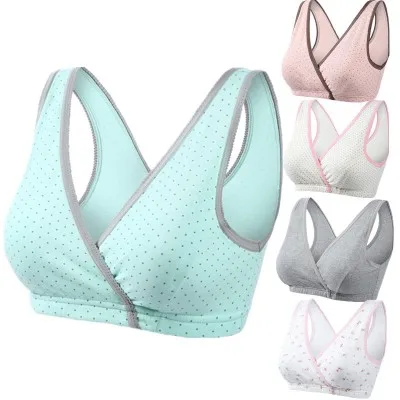 

Plus Size Cotton Nursing Bra Cross Wirefree Breastfeeding Bra Good Elasticity Top For Pregnancy Women US EU sizing, As picture