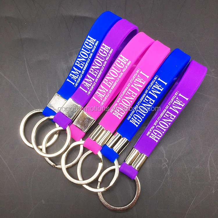 Best Seller Silicone Bracelet Key Ring,100 Silicone Wristband Keychain
