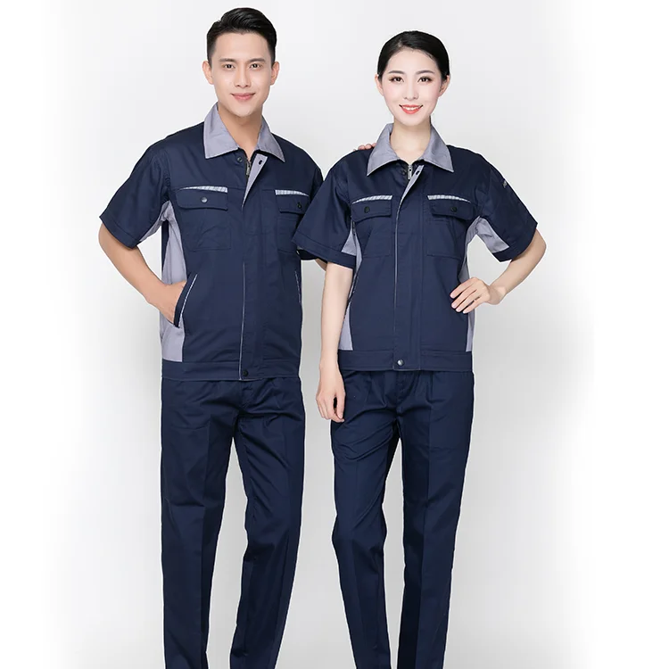 Wholesale Men's and Women's Common Summer Work Wear Set Factory Worker Uniform Anti-Static Repair Service Uniform Set