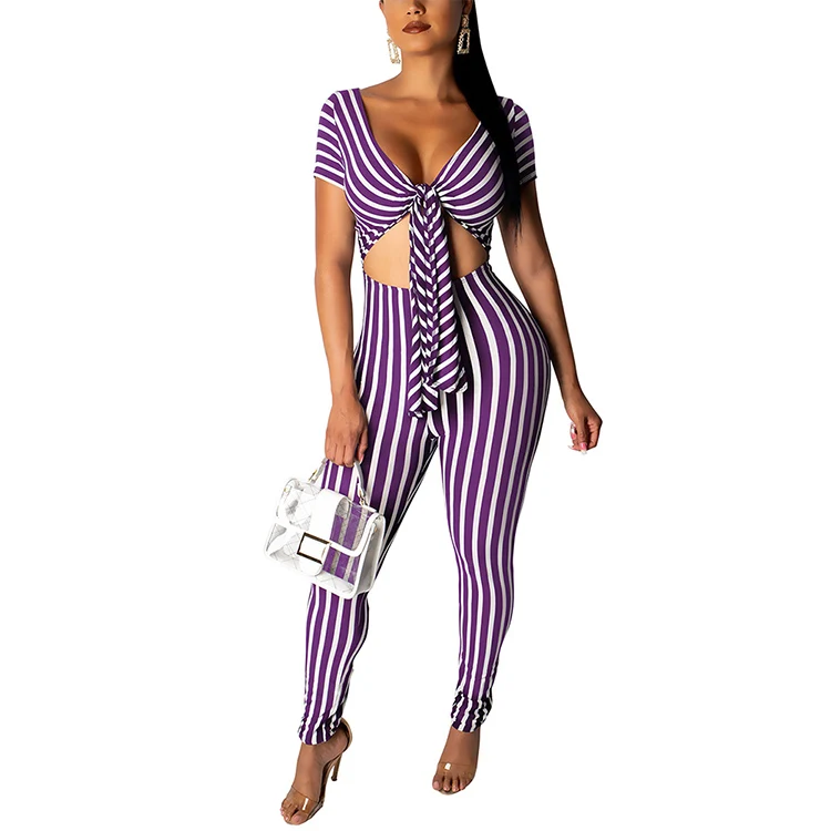 

New Arrival Stripe Printed High Quality Rompers Sexy Women Clothing Bodycon Jumpsuit, As picture;can be change