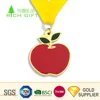 Wholesale cheap bulk gifts custom hard enamel epoxy fruit apple shaped medals for kids birthday gift