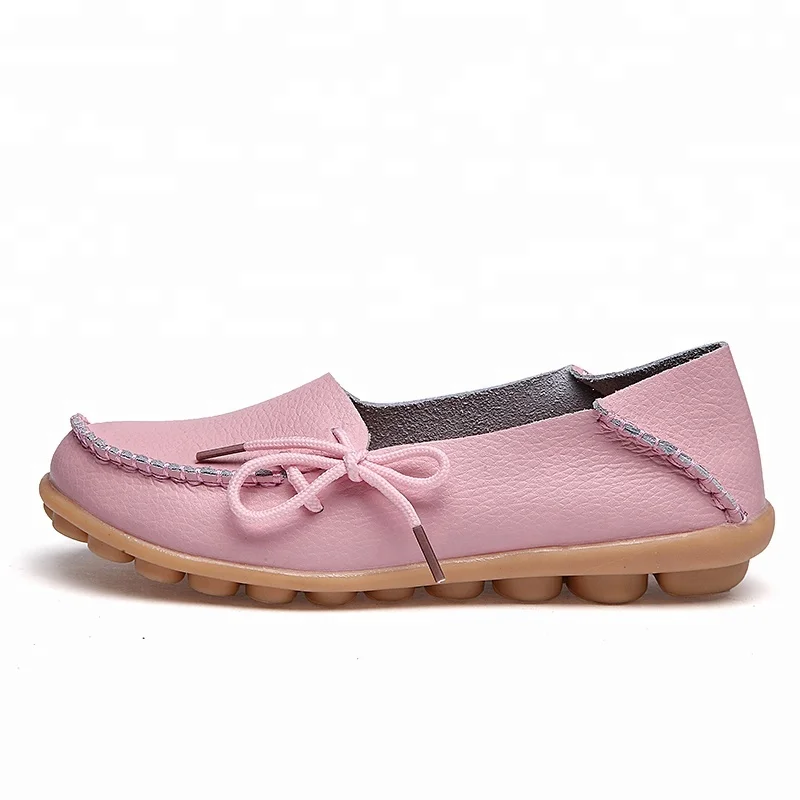 

Inventory clearance China high quality large size women's genuine leather anti-slip loafer moccasins nurse mom flat shoes women
