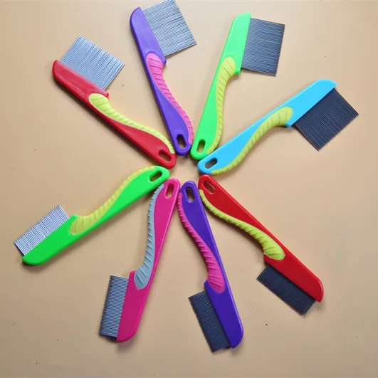 

plastic long handle stainless steel metal hair nit lice comb, Pink, ,green, red, blue or as your request