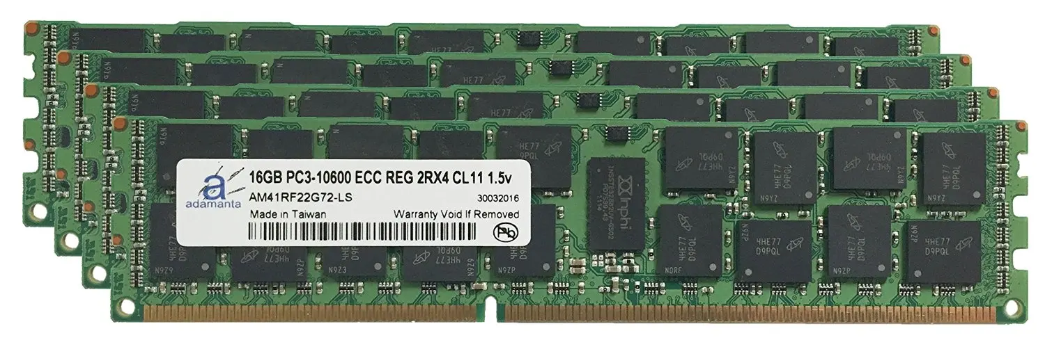 64GB 4x16GB PC3-10600R 1333MHz DDR3 ECC Reg Memory Dell PowerEdge M710 Server