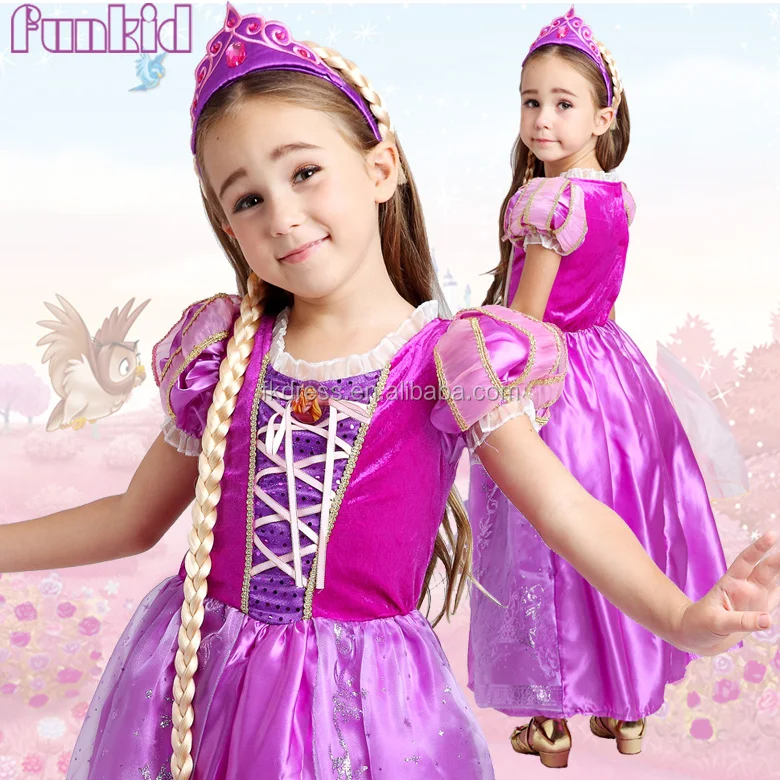 

wholesale girl rapunzel princess kids fancy dress, Purple as per the pic