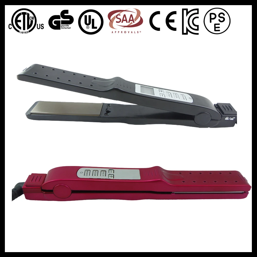 

global use 100-240V wet to dry silver nano ceramic tourmaline titanium flat iron hair straightener