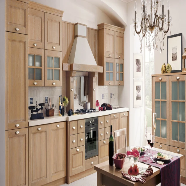 solid wood simple kitchen cupboard design