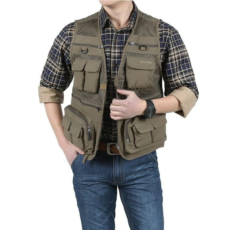 

Outdoor Mens Breathable Mesh Photographer and Fishing Vest, Black/kahi/army green/red/blue