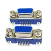 DB15 DR15 3Rows Blue Parallel Port 15 Pin D Sub Female 15 Way PCB 90 Degree Connector DB15 Socket Plug VGA Adapter