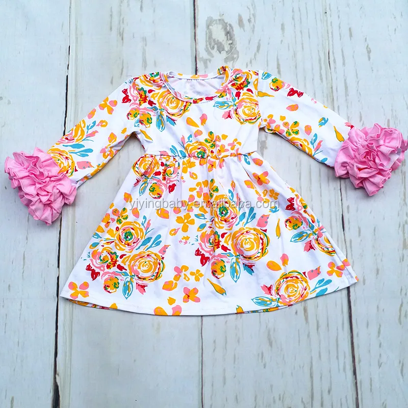 Wholesale Solid Color Baby Cotton Shirts Girls Ruffle Icing Shirt Long