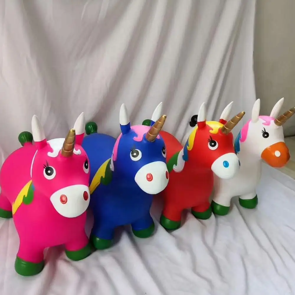 
inflatable unicorn jumping animals/horse toy with light and music/ride on toy 