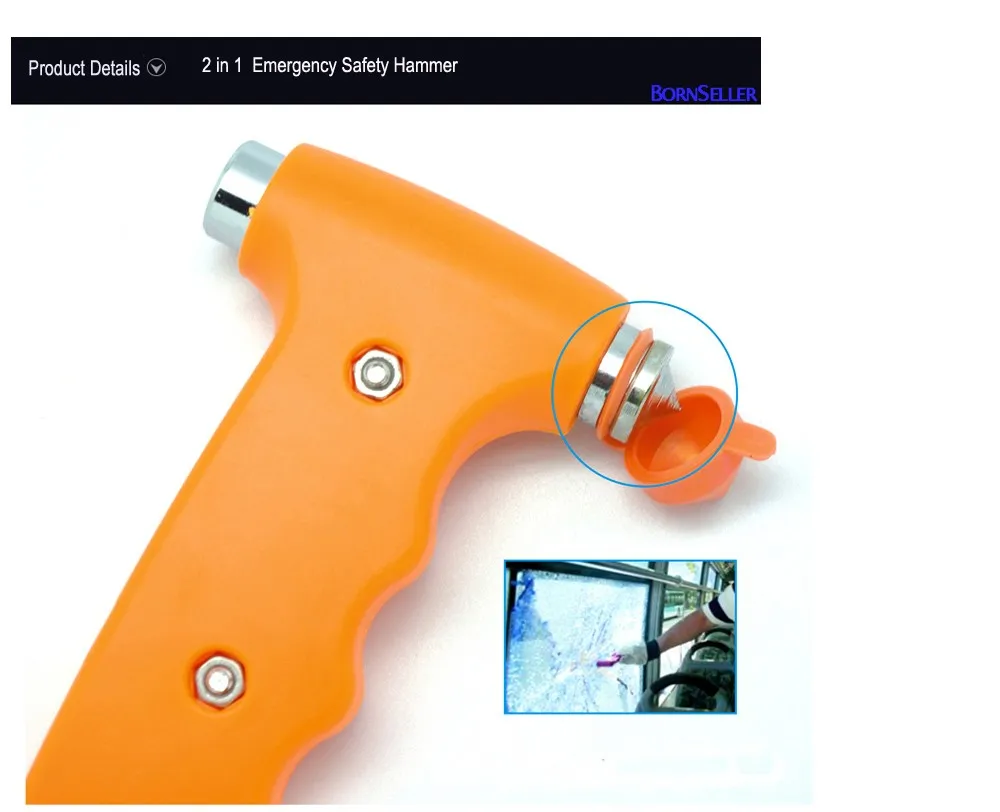 4-in-1 LED Flashlight Torch Belt Cutter  car safety emergency hammer