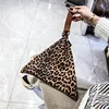 Women PU Leather Triangle Purse Wristlet Clutch Leopard Print Bag