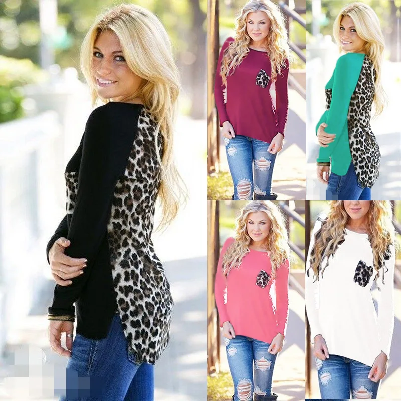 

US FREE SHIPPiNG Casual Spring Autumn Women Tops Blouse Leopard Print Shirts Long Sleeve blouse Plus Size women's blouse & tops, N/a
