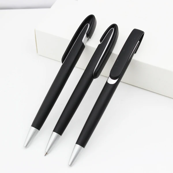 

JX-P02 Click ball pen plastic black pen customized logo advertising ball pen new