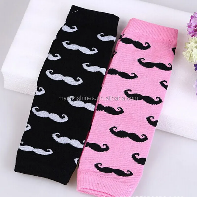 

2019 Hot Sale boy girl mustache cotton leg warmer good quality children knee socks cheaper baby leg warmers, Pink,black