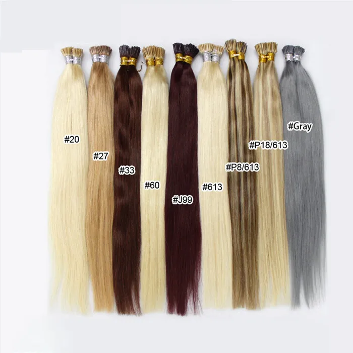 

Good Quality Factory Price Brazilian Remy Human Hair Extensions Double Drown I tip Hair Extensions Wholesale, 1# #1b #2 #4 #6 #8 #10 #16 #18 #99j #27#24 #613 #60 #33