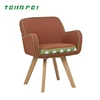 Hot selling Wooden Legs Frame Fabric armrest dining chair
