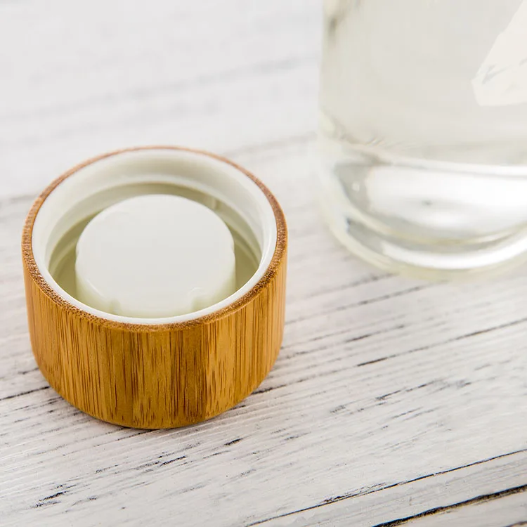 Wholesale Wooden Cap Or Bamboo Cap Glass Drinking Bottle Wooden Cap