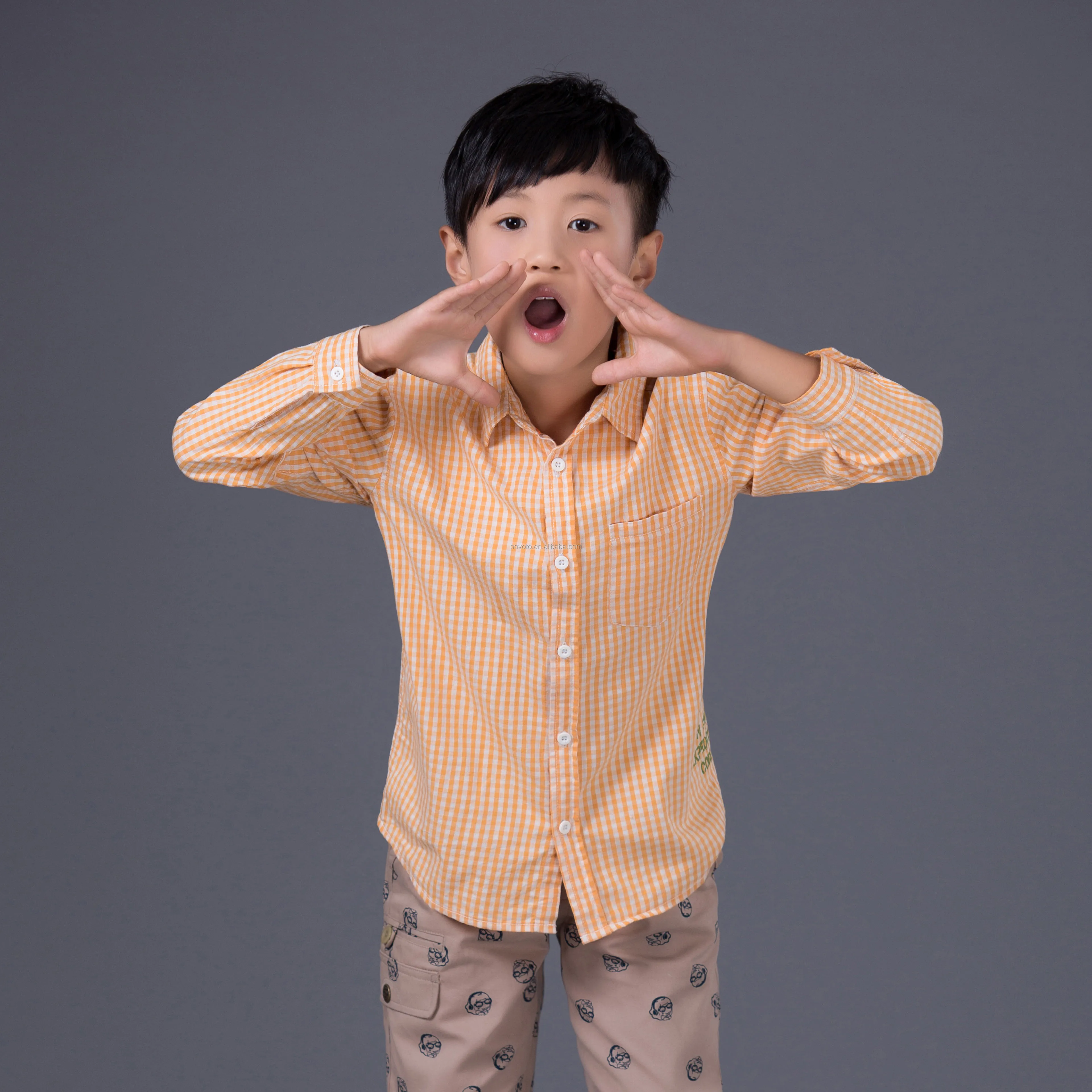 服饰 男童服装  男童衬衫  stock kids baby boys handsome gentleman