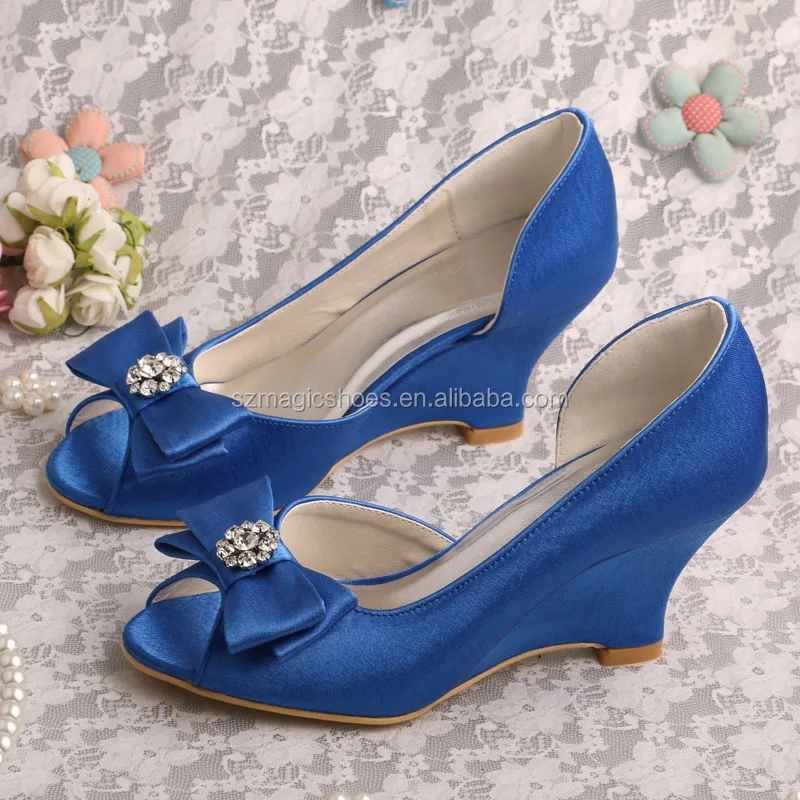 blue wedges wedding shoes