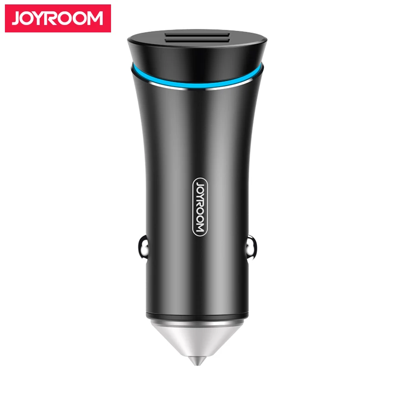 

Joyroom metal mobile phone led dual port usb fast qc3.0 car charger quick, Black/ grey/ red