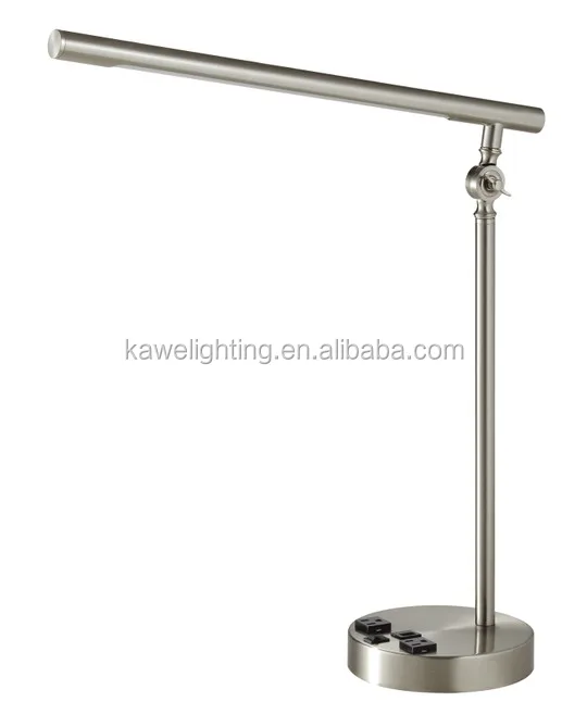 LED 7W Desk light with USB, Outlet and swithcn for New design hotel room in brushed nickel