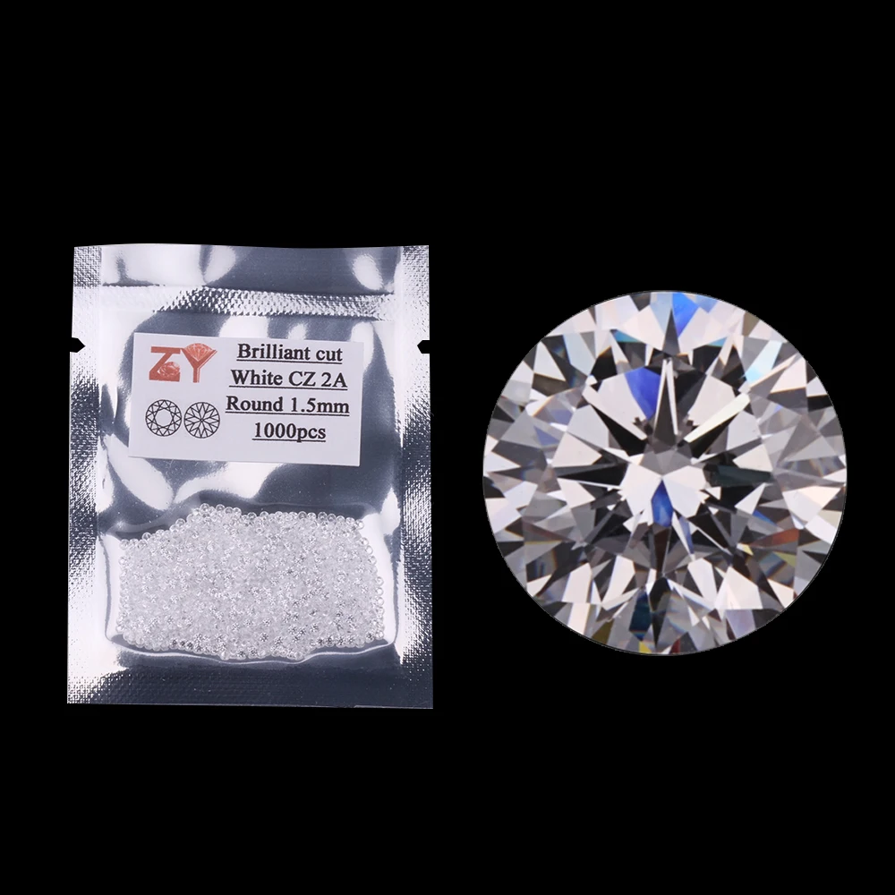 

AAAAA Quality 0.8mm~3.0mm White Color Round Brilliant Cut CZ Stone Synthetic Cubic Zirconia Stone for Jewelry Making