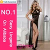 fashionable design sexy floral lace and mesh split night long dress sexy transparent dress gown