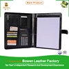MA4-E 3-hole file folder/ leather ring binder folder with calculator /writing pad