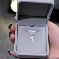 

Daihe S925 Sterling Silver Jewelry With Diamond Snowflake Necklace Female, Fashion Accessories Pendant Simple Clavicle Chain