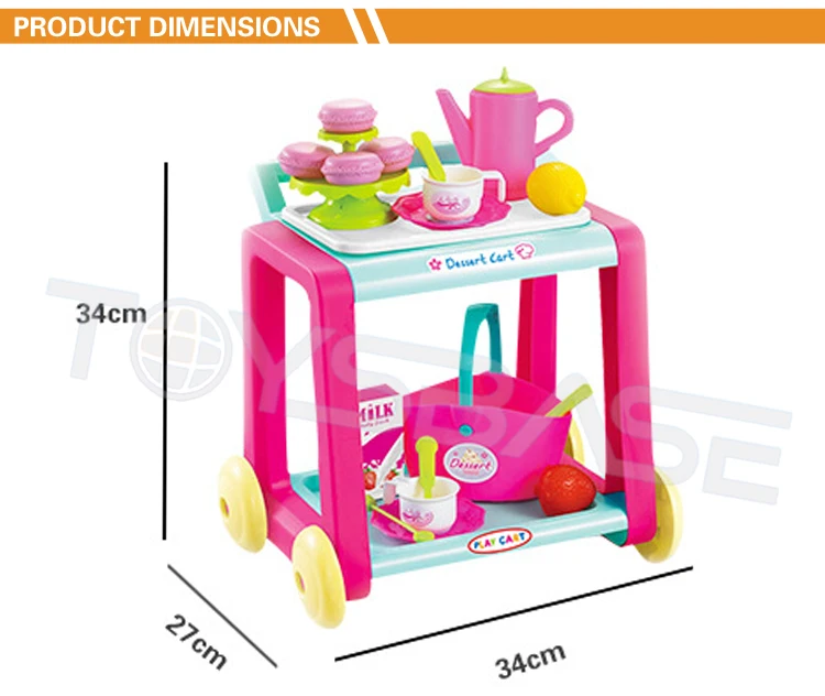 Toy Tea Cart Hot Selling Carros De Postre Plastic Preschool Play Set