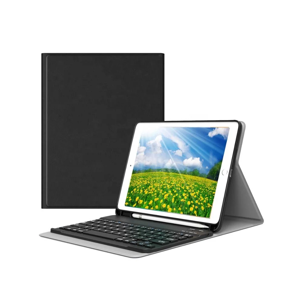 

New Keyboard Case PU Leather Tablet Case Pencil Holder Pen Slot Wireless Magnetic Tablet Keyboard Case for iPad 9.7 2018