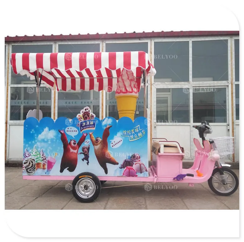 Italian Street Gelato Ice Cream Showcase Popsicle Ice lolley Cart Mobile Freezer