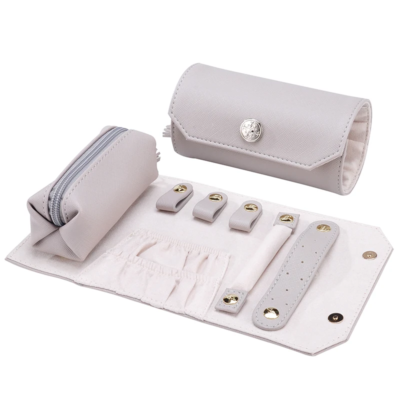 Factory Handmade Jewelry Roll Travel Pouch PU Leather Jewelry Organizer Storage Bag