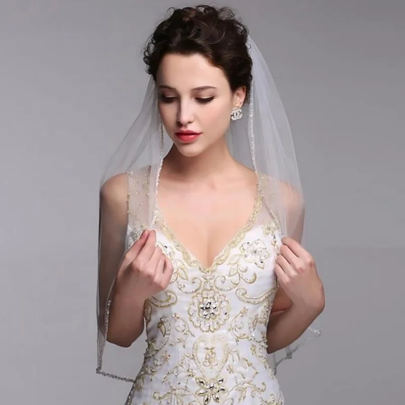 
GENYA Elegant Simple Wedding Veil High Quality White Wedding Bridal Veils Bride Hair Accessories 