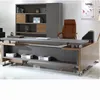 luxury PU office furniture executive leather desk W11 CEO boss leather office desk