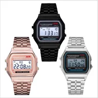 

3839 Men's Luxury Brand Stainless Steel Digital Alarm Stopwatch Wrist Watch Electronics Alloy Ultra Thin Wrist Watches