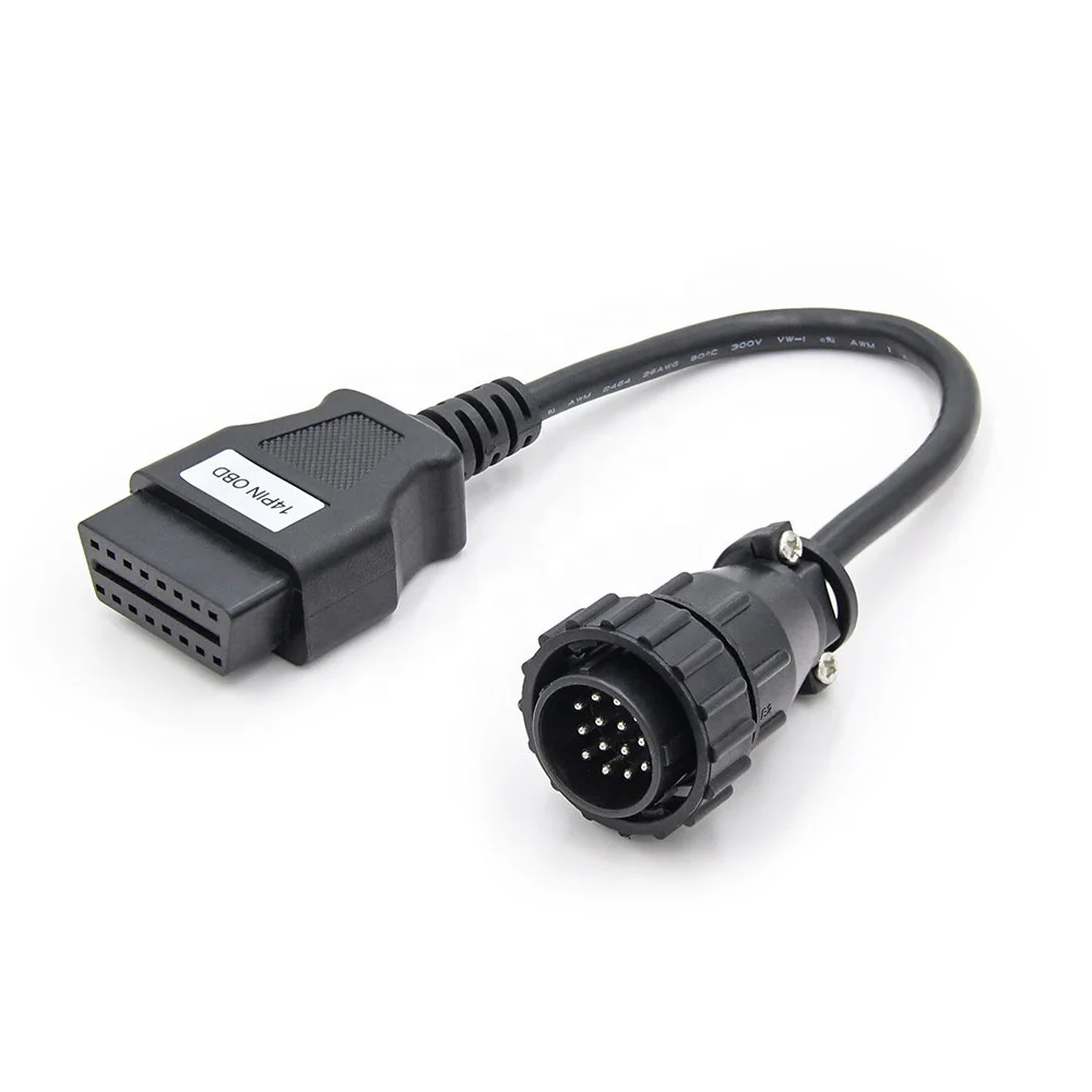 

MB 14PIN Truck Full PINOUT Connector Cable Compatible for Mercede Benz Trucks OBD2 16PIN Cable for TCS 24V Standard OMB14-T