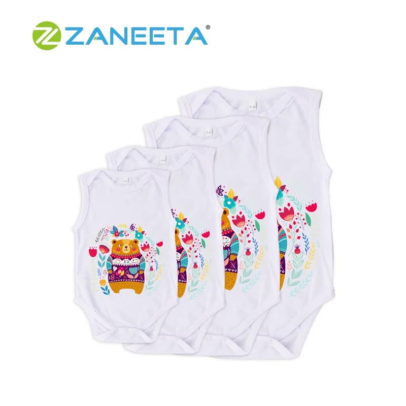 

Heat Transfer Printing Plain Polyester Baby Jumpsuit Baby Grow Toddler with Sleeveless, White