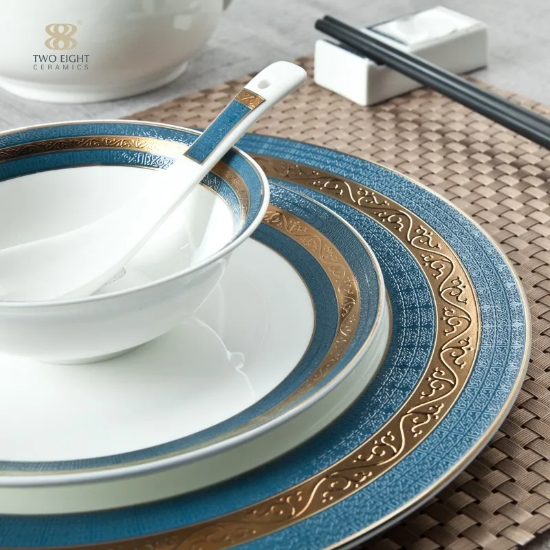 product-Two Eight-Restaurant Supply Crockery Tableware Decal Bone China Dinnerware Set, China Porcel