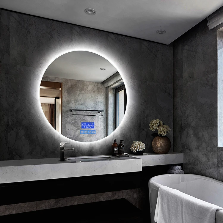 Defogging Backlit Round Led Bathroom Mirror Frameless Led Vanity
