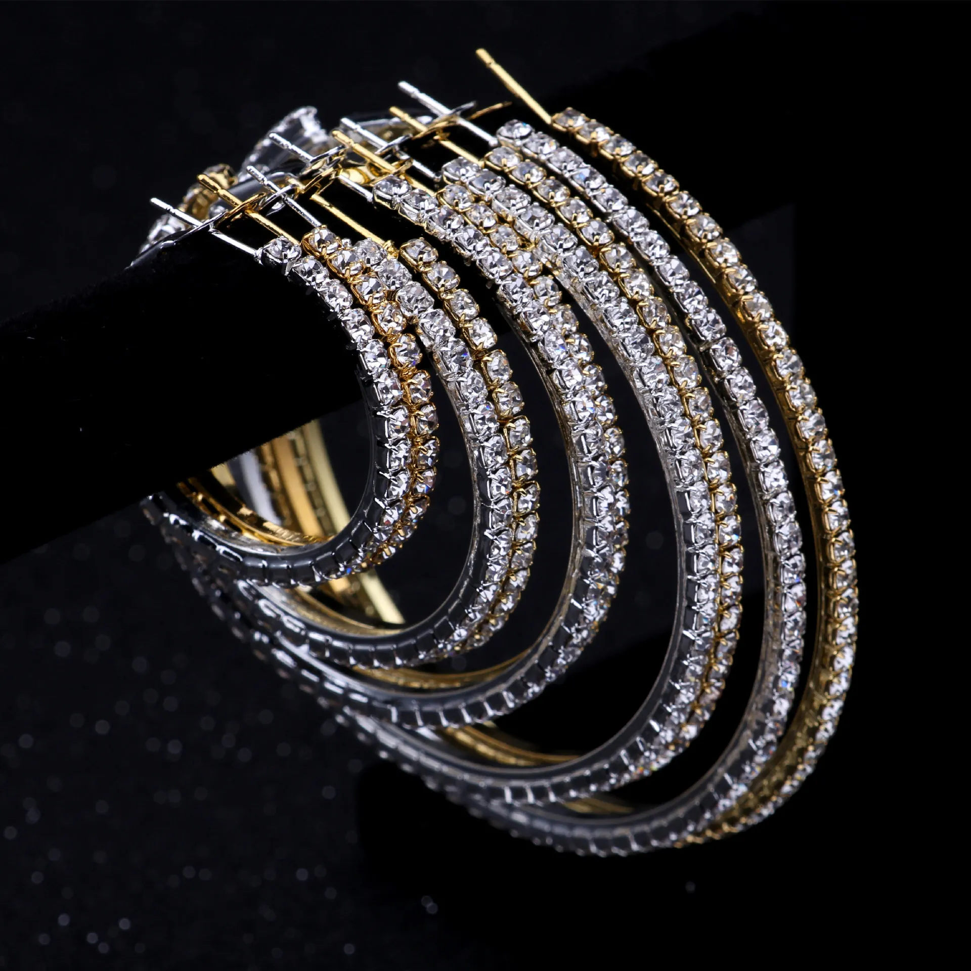 

2-10 cm hoop big circle earrings fashion new arrival extra big large crystal hoop earrings party gold hoop earrings, As photo