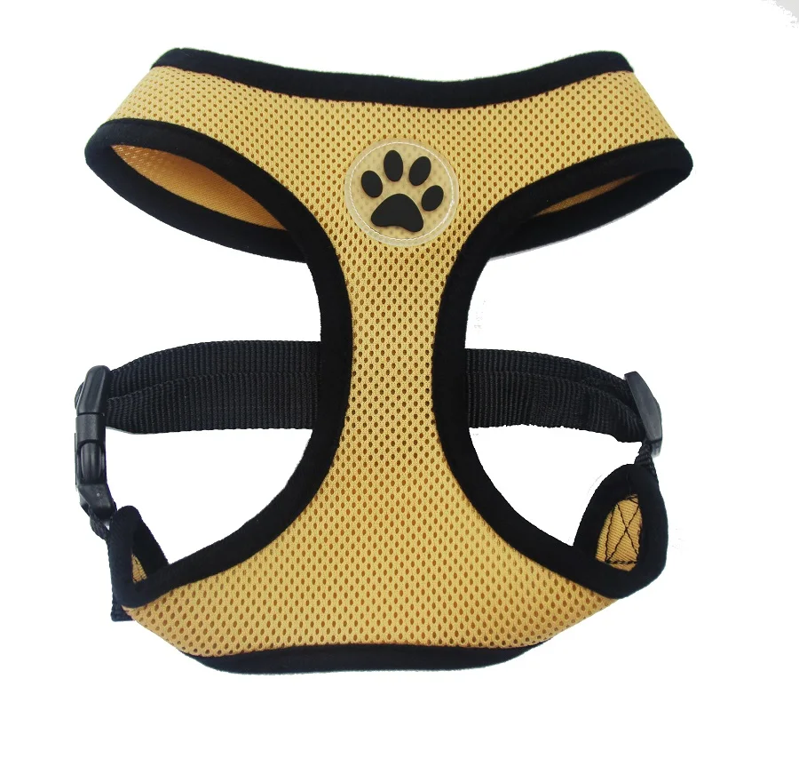 Breathable Mesh Black Paw Adjustable Dog Harness Custom Label Dog