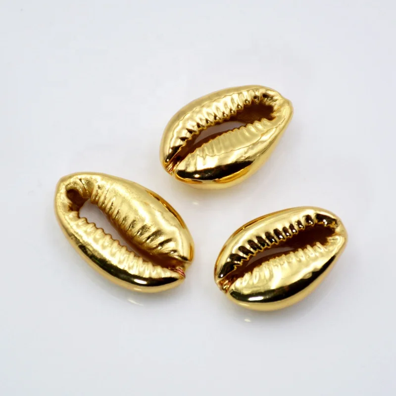 

Wholesale golden shells beads seashell charm gold plated color bead cowrie shells charms for jewelry making