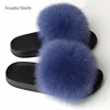 Custom Made Logo Slippers Package Set More Fluffy Real Raccoon Fur Slides Slippers for Women