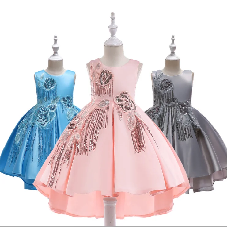 

MQATZ New Design Hot Sell Latest Children Dress Designs Girls Boutique Clothing Sequin Elegant Party Dresses, Red, blue ect