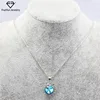 2018 Birthday present for girls fashion flower jewelry full crystal flower bright blue crystal silver alloy necklace