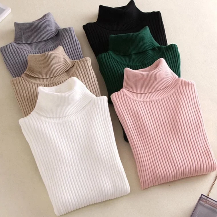 

Thick Turtleneck Warm Women Sweater Autumn Winter Knitted Femme Pull High Elasticity Soft Female Pullovers Sweater